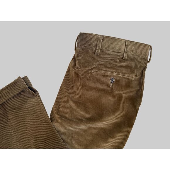 Berle Mens Corduroy Pants 38R Brown Pleated Front Duca Visconti Made In Italy - Picture 4 of 8
